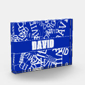 Voeg een naam, naam collage In blauw & wit Fotoblokken (Links)