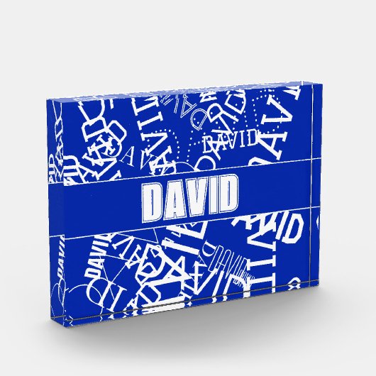 Voeg een naam, naam collage In blauw & wit Fotoblokken (Links)