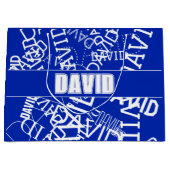 Voeg een naam, naam collage In blauw & wit Groot Cadeauzakje (Voorkant)