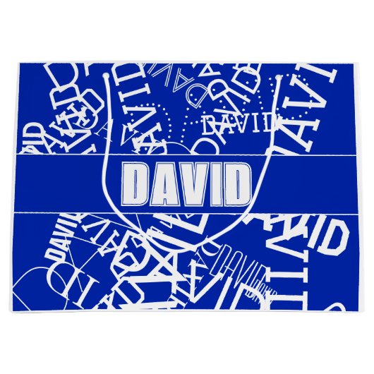 Voeg een naam, naam collage In blauw & wit Groot Cadeauzakje (Voorkant)