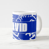 Voeg een naam, naam collage In blauw & wit Grote Koffiekop (Voorkant rechts)