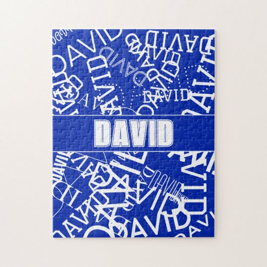 Voeg een naam, naam collage In blauw & wit Legpuzzel (Verticaal)