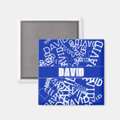 Voeg een naam, naam collage In blauw & wit Magneet (Voorkant / Achterkant)