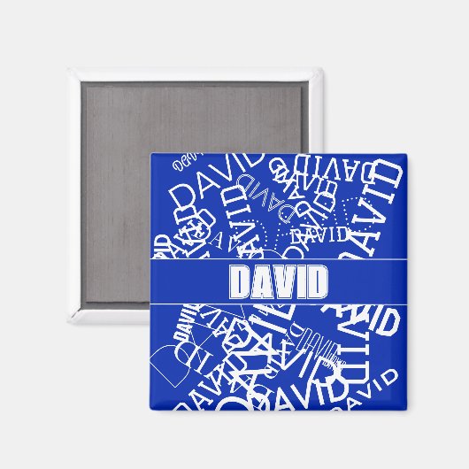 Voeg een naam, naam collage In blauw & wit Magneet (Voorkant / Achterkant)