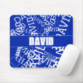 Voeg een naam, naam collage In blauw & wit Muismat (Met muis)