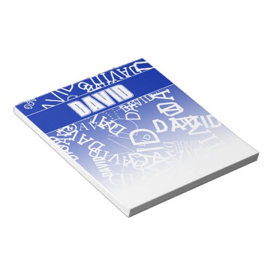 Voeg een naam, naam collage In blauw & wit Notitieblok (Schuin)