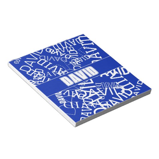 Voeg een naam, naam collage In blauw & wit Notitieblok (Schuin)