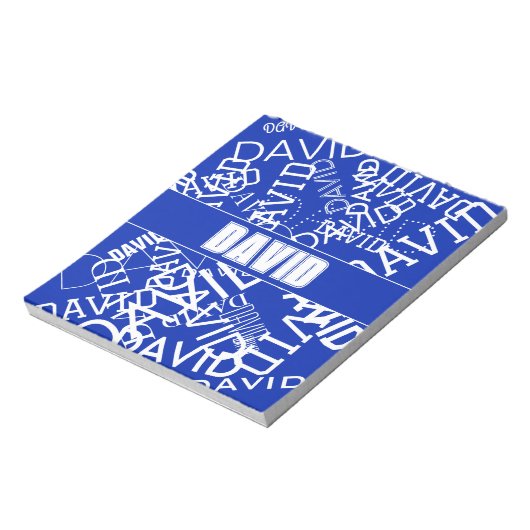 Voeg een naam, naam collage In blauw & wit Notitieblok (Linkerzijde)