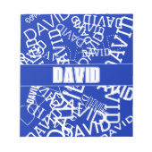 Voeg een naam, naam collage In blauw & wit Notitieblok (Voorkant)