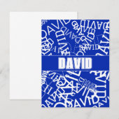 Voeg een naam, naam collage In blauw & wit Notitiekaartje (Voorkant / Achterkant)