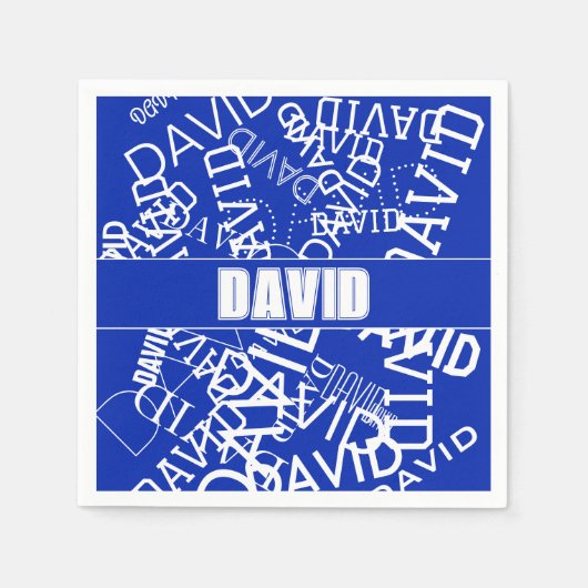 Voeg een naam, naam collage In blauw & wit Servet (Voorkant)