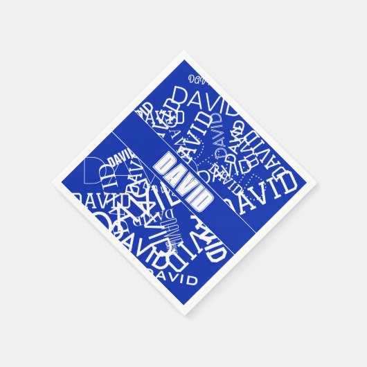 Voeg een naam, naam collage In blauw & wit Servet (Hoek)