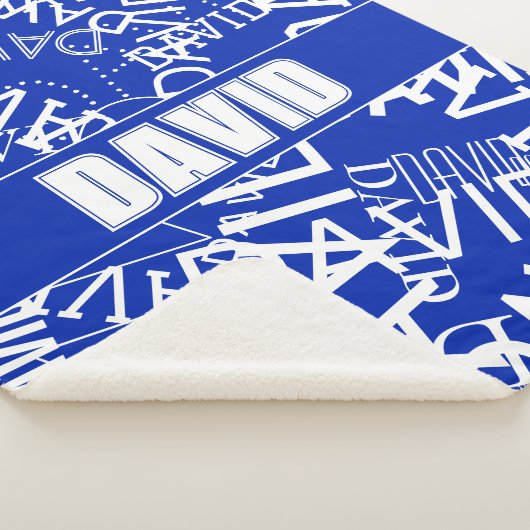 Voeg een naam, naam collage In blauw & wit Sherpa Deken (3/4)