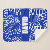 Voeg een naam, naam collage In blauw & wit Sherpa Deken (Voorkant (horizontaal))