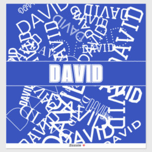 Voeg een naam, naam collage In blauw & wit Sticker