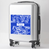 Voeg een naam, naam collage In blauw & wit Sticker (Koffer)