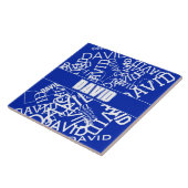 Voeg een naam, naam collage In blauw & wit Tegeltje (Zijkant)