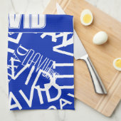 Voeg een naam, naam collage In blauw & wit Theedoek (Quarter Fold)