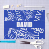 Voeg een naam, naam collage In blauw & wit Tissuepapier (Craft)