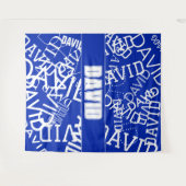 Voeg een naam, naam collage In blauw & wit Wandkleed (Voorkant (horizontaal))
