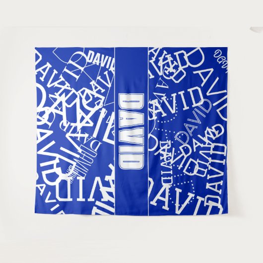 Voeg een naam, naam collage In blauw & wit Wandkleed (Voorkant (horizontaal))
