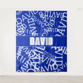 Voeg een naam, naam collage In blauw & wit Wandkleed (Voorkant)