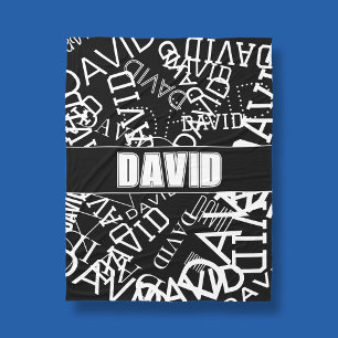 Voeg een naam, naam collage In zwart & wit Fleece Deken