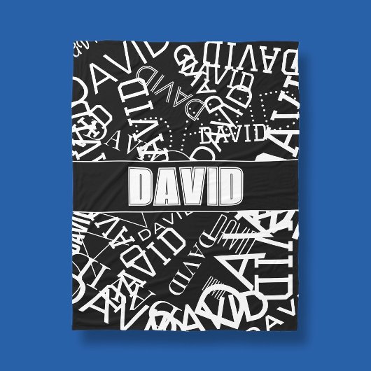 Voeg een naam, naam collage In zwart & wit Fleece Deken