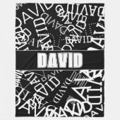 Voeg een naam, naam collage In zwart & wit Fleece Deken (Voorkant)