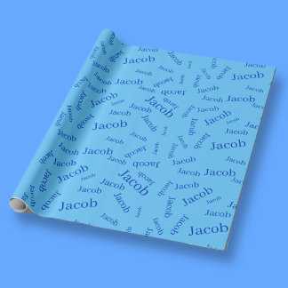 Voeg een naam of woord toe | Blauw & Hemelsblauw Cadeaupapier
