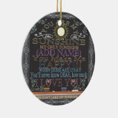 Voeg een naam Sunshine  Chalkboard toe Keramisch Ornament (Rechts)