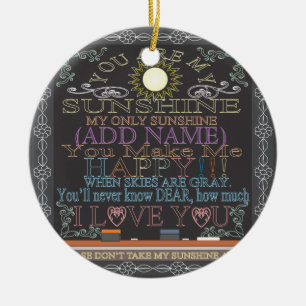 Voeg een naam Sunshine Chalkboard toe Keramisch Ornament