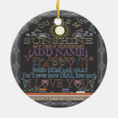 Voeg een naam Sunshine  Chalkboard toe Keramisch Ornament (Achterkant)