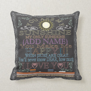 Voeg een naam Sunshine  Chalkboard toe Kussen