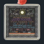 Voeg een Naam Sunshine Chalkboard toe Metalen Ornament<br><div class="desc">Voeg een naam aan deze schattige retro het kunstwerk van het klembord toe.</div>