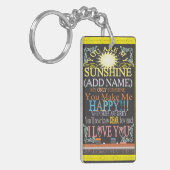 Voeg een naam Sunshine  Chalkboard toe Sleutelhanger (Voorkant Links)