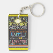 Voeg een naam Sunshine  Chalkboard toe Sleutelhanger (achterkant)