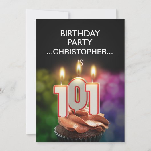 Voeg een naam toe, 101st Birthday Party Invitation Kaart (Voorkant)