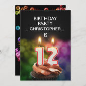 Voeg een naam toe, 12e verjaardag Uitnodiging (Voorkant / Achterkant)