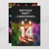 Voeg een naam toe, 14e verjaardag Uitnodiging (Voorkant / Achterkant)