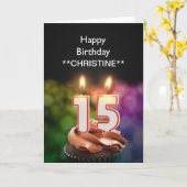 Voeg een naam toe, 15e verjaardagskaart kaart (Gele Bloem)
