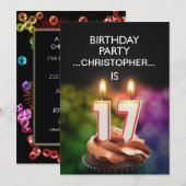 Voeg een naam toe, 17e verjaardag Uitnodiging (Voorkant / Achterkant)