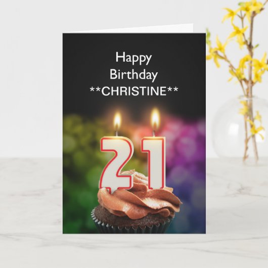 Voeg een naam toe, 21e verjaardagskaart kaart (Gele Bloem)