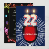 Voeg een naam toe, 22e Birthday party Invitation,  Kaart (Voorkant / Achterkant)
