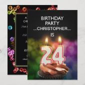 Voeg een naam toe, 24e verjaardag Uitnodiging (Voorkant / Achterkant)