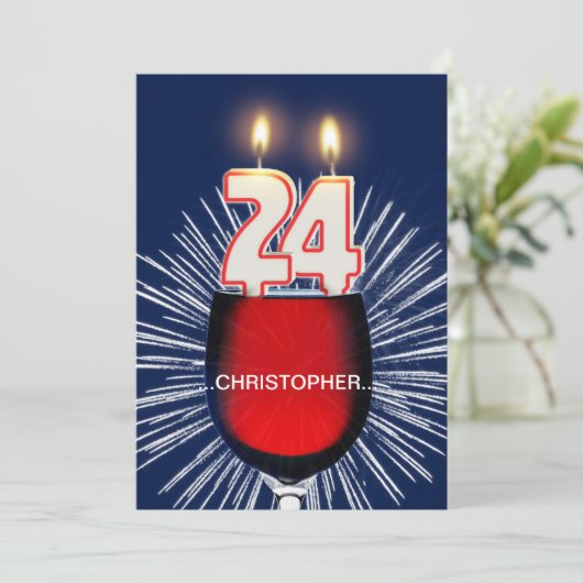 Voeg een naam toe, 24e verjaardag Uitnodiging, wij Kaart (Staand voorkant)