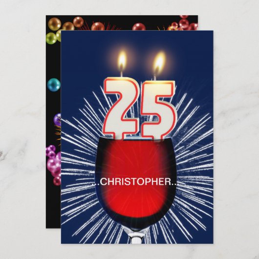 Voeg een naam toe, 25e verjaardag Uitnodiging, wij Kaart (Voorkant / Achterkant)