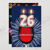 Voeg een naam toe, 26th Birthday party Invitation, Kaart (Voorkant / Achterkant)