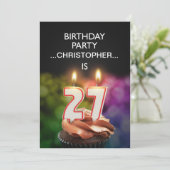 Voeg een naam toe, 27th Birthday party Uitnodiging (Staand voorkant)