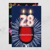 Voeg een naam toe, 28th Birthday party Invitation, Kaart (Voorkant / Achterkant)
